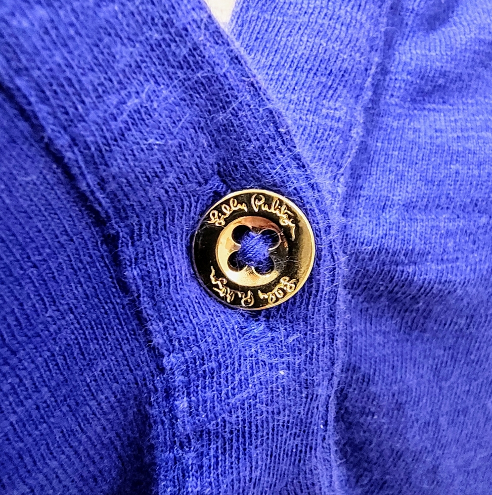 Lilly Pulitzer Esse Royal Blue Sleeveless Midi Shift Dress w/ Button Detail in M - Picture 7 of 10